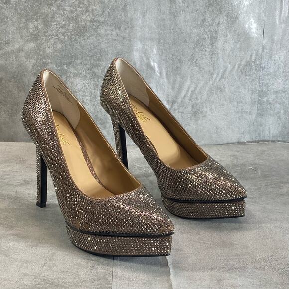 THALIA SODI Women's Pewter Bling Embellished Joey Pointed-Toe Platform Pumps - Picture 1 of 12